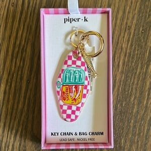 Piper K Pink Checkered Sardine Bag Charm